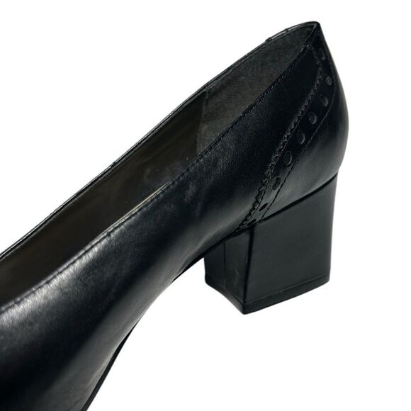 Vintage Leather Black Heels Studio Roma Block Heel Closed Toe Heels Size 8.5 - Picture 12 of 12